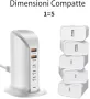 зарядно за мобилен телефон WUKUR 5-портово USB C зарядно устройство, 55W, снимка 5