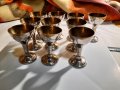 Продавам старинен антикварен швейцарски комплект от 10 броя посребрени метални чашки, снимка 2