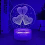 Холограмна 3D LED лампа Сърца i love you-дистанционно управление 16цвята+други режими на управление , снимка 2