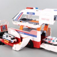 Линейка трансформираща се в паркинг със спасителни машини, снимка 7 - Играчки за стая - 42066058