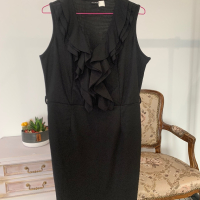 Елегантна черна рокля в размер XL, снимка 2 - Рокли - 44518647