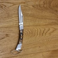 Немски сгъваем джобен нож острие 10 см Husqvarna кожен калъф, снимка 2 - Ножове - 44313073