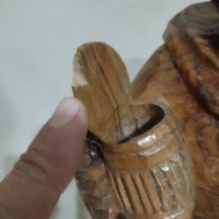 Стара дървена статуетка, снимка 3 - Антикварни и старинни предмети - 44251956