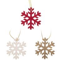 8 броя Комплект Дървени блестящи снежинки, 6 см, снимка 2 - Декорация за дома - 42690270