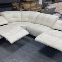Кремав кожен ъглов диван "Marmount" с електрически релакс механизъм, снимка 4 - Дивани и мека мебел - 40271044