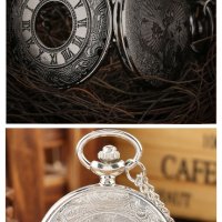 NOUSEG винтидж джобен кварцов часовник с римски цифри+ верижка , снимка 3 - Джобни - 41227257