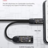 NIMASO USB Type C към 3,5 мм адаптер за слушалки и зарядно 2 в 1, 60 W зареждане, AUX кабел, снимка 2 - Селфи стикове, аксесоари - 42546158