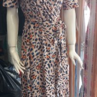Дълга рокля с леопардов принт тип "прегърни ме", снимка 1 - Рокли - 41613796