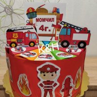 Картонена торта "Пожарни коли", снимка 1 - Други - 34113657