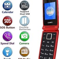 Нов Мобилен телефон с големи бутони за възрастни Отключен SOS бутон, снимка 6 - Телефони с две сим карти - 41667275