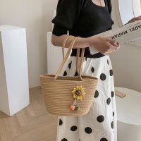 Плетена дамска чанта тип кошница Brown, снимка 13 - Чанти - 41477350