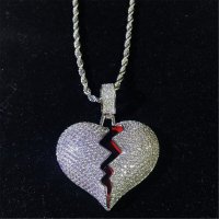 Разбито сърце колие с камъни - Silver, снимка 2 - Колиета, медальони, синджири - 35963858