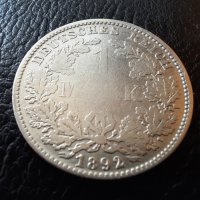 Стара сребърна монета 1892 г. буква D  Германия -уникат,много малък тираж + КУРИОЗ /липсващи букви/, снимка 3 - Нумизматика и бонистика - 33885713