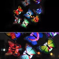 5 броя 3D LED Светещи пеперуди декорация, снимка 4 - Други - 35863306