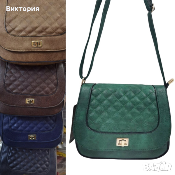 Стилна дамска чанта с капитониран ефект от еко к. в елегантен дизайн - различни цветове, снимка 1