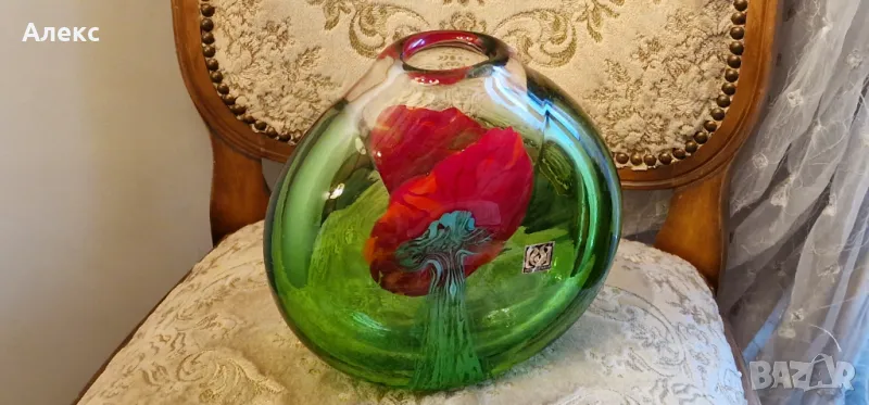 Колекционерска ваза– Jiri Suhajek for Moser Karlsbad, 1960г, 3.2кг, снимка 1