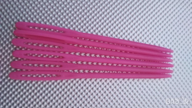 Комплект пластмасови игли за плетене 6 бр.,  дължина 8,5 см, снимка 1