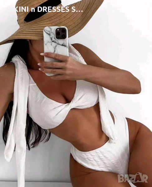 Бял бански с висока талия , снимка 1