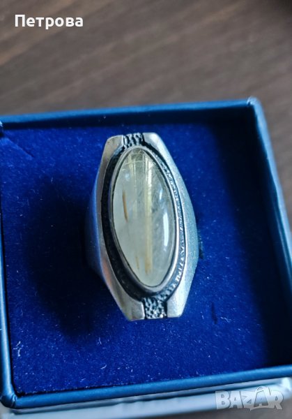 Авторски сребърен пръстен с естествен камък, снимка 1
