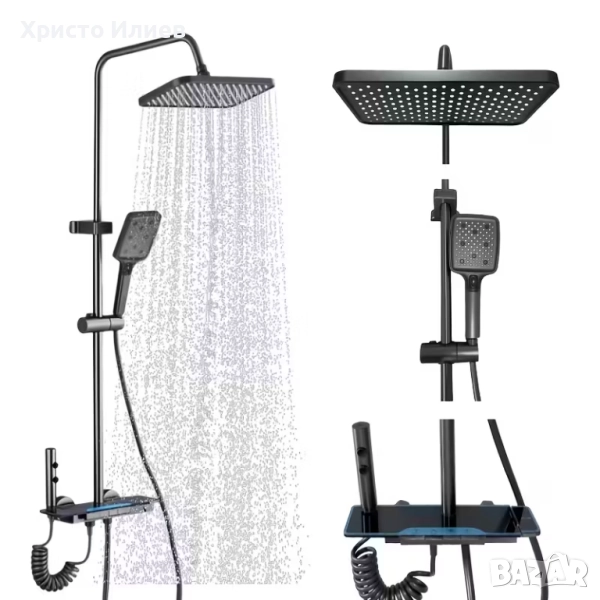 Луксозна Душ система със стъклен смесител 4 функции за вода, снимка 1
