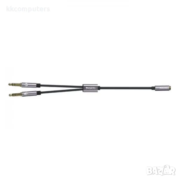 Аудио сплитер кабел Yesido YAU29 / 3.5mm - 2x3.5mm / Черен / Баркод : 2403483, снимка 1