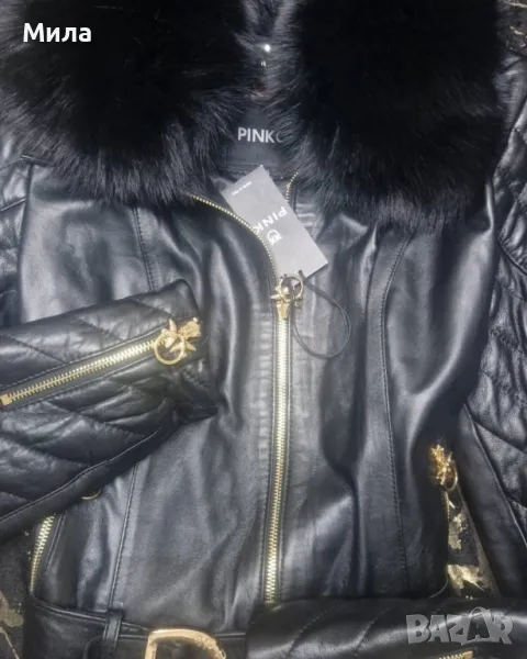 стилно яке, естествена кожа Pinko, снимка 1