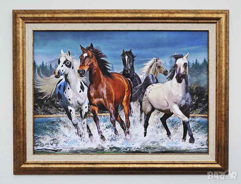 Коне, картина с рамка, снимка 1
