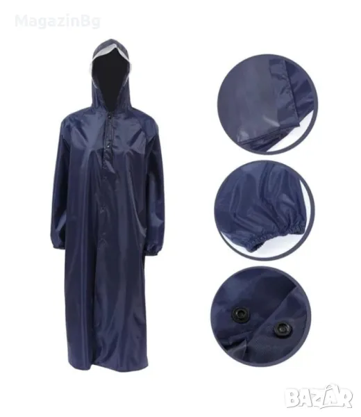 Професионален дъждобран, Унисекс, универсален размер (M/L), син, със светлоотразителни вложки, снимка 1