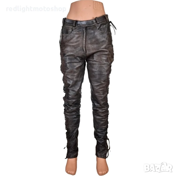 👖 4975 Дамски кожен панталон с връзки, рокерия – 120 лв., снимка 1