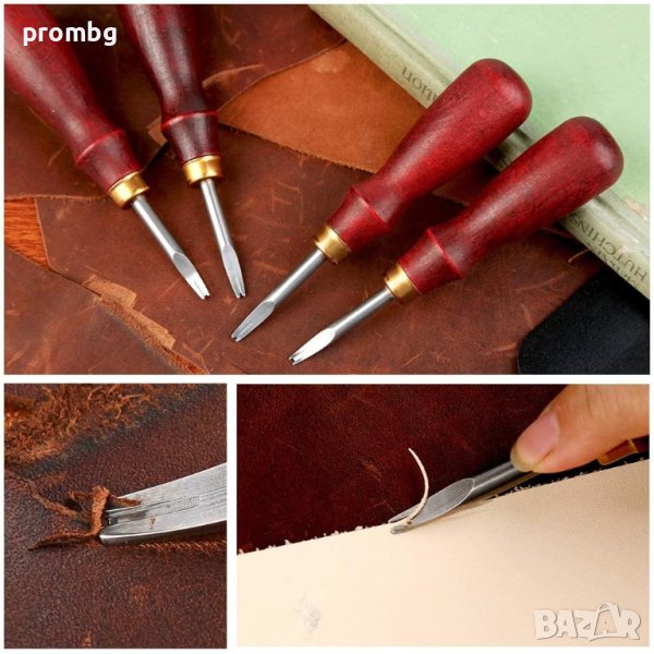 длето за скосяване на ръбове на кожа 5 размера, кожарски инструмент, снимка 1