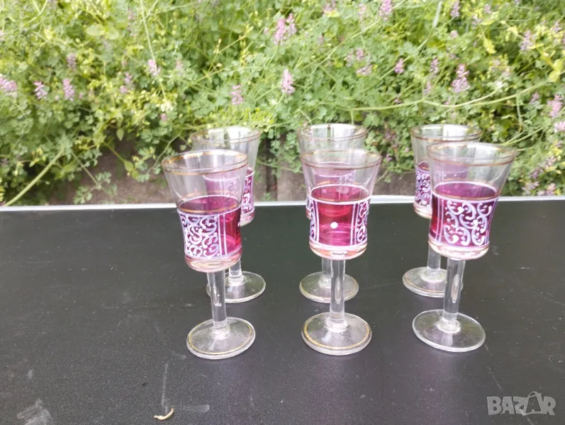 Ретро стъклени чаши гравирани., снимка 1