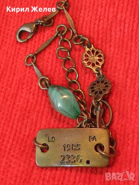 СТАРА МАРКОВА ВИНТИДЖ МЕДНА АРТ ГРИВНА с ЦВЕТНО МЪНИСТО 20332, снимка 1