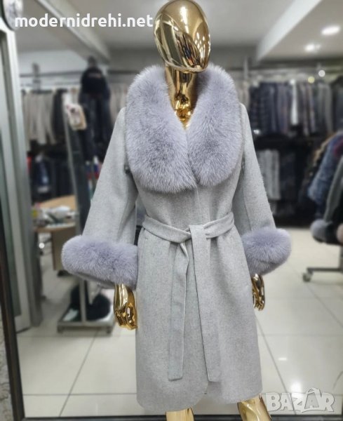 Дамско луксозно палто кашмир вълна и лисица код 340, снимка 1