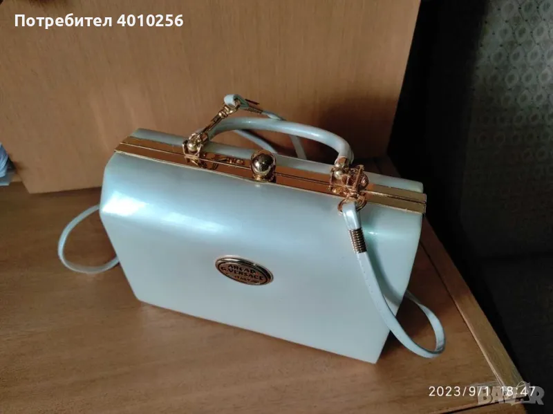 СВАТБЕНА АБИТУРИЕНТСКА ЧАНТА ЛАЧЕНА ЦВЯТ ШАМПАНСКО, снимка 1