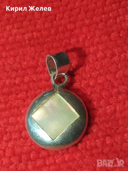 ПРЕКРАСЕН СРЕБЪРЕН СЕДЕФЕН РЕТРО АРТ СТИЛ ПЕНДАНТ СРЕБРО 925 АНГЛИЯ с ШЛИФОВАН КРАЛСКИ СЕДЕФ 34130, снимка 1