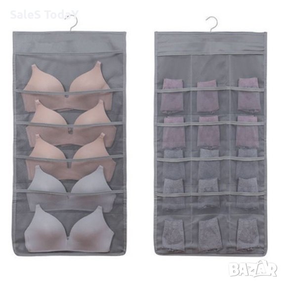 Органайзер за бельо, Калъф за закачалка, Сив, 40x80см, снимка 1