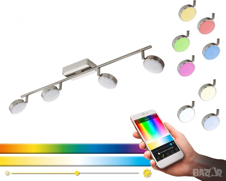 EGLO connect LED плафон Corropoli-C, интелигентен домашен спот 4 крушки, плафон, снимка 1