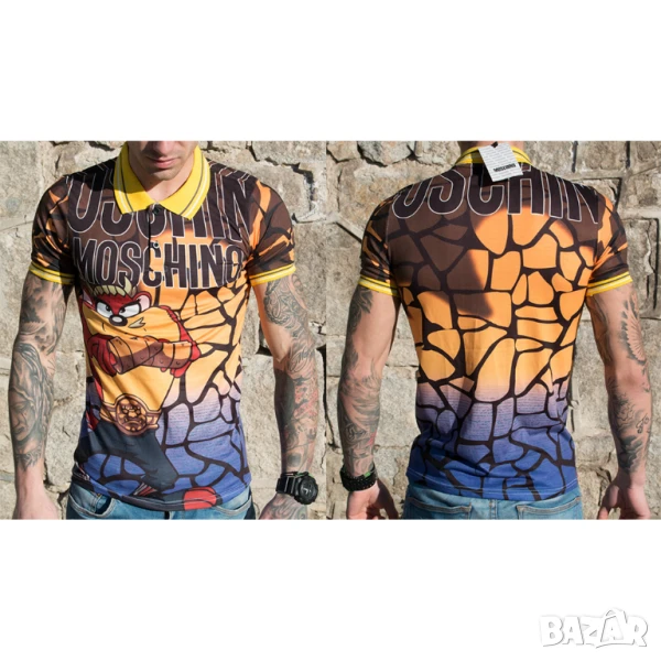 🎨 Мъжки поло тениски Moschino – Атрактивен Дизайн с Анимационни Герои! 🔥, снимка 1