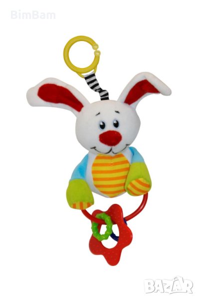 Бебешка плюшена играчка дрънкалка  зайче  с клипс / Lorelli Toys, снимка 1