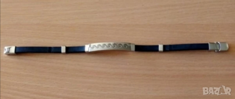 Нова елегантна гривна от неръждаема стомана и силикон 10 лв., снимка 1