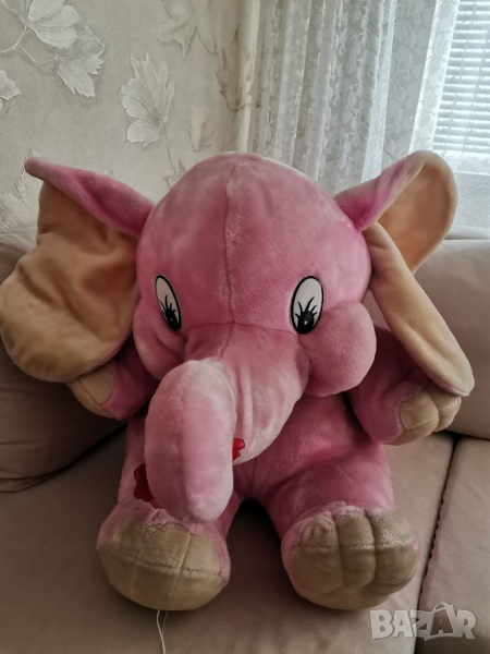 Голям плюшен розов слон, снимка 1