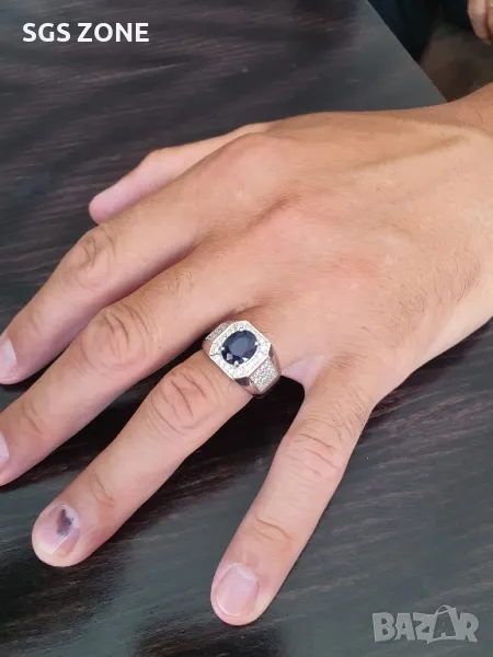 Мъжки Сребърни Пръстени с Естествени Камъни, снимка 1