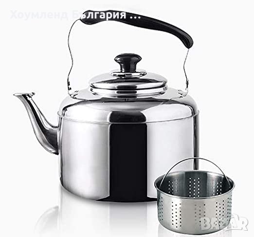 Стоманен чайник с цедка 1.5 литра, снимка 1