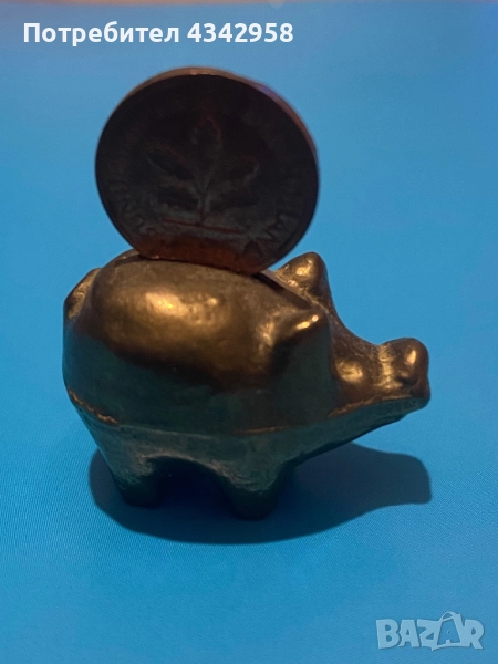 1983 г. Pfennig монета върху фигурка на прасе.Бронз., снимка 1