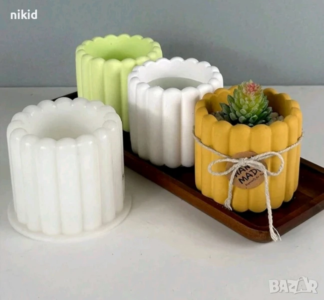 3D Раиран цилиндър висок кръгъл силиконов молд форма кашпа саксия смола гипс шоколад свещ моливник, снимка 1