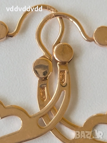 СССР златни обеци 14 карата , снимка 6 - Обеци - 52120441