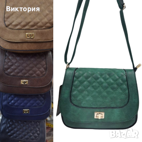 Стилна дамска чанта с капитониран ефект от еко к. в елегантен дизайн - различни цветове, снимка 1