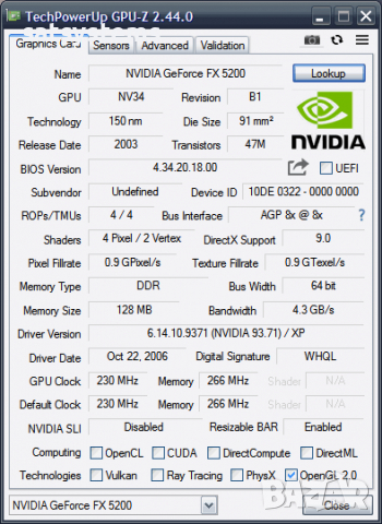 Видео карта NVidia GeForce Canyon FX5200 128MB DDR 64bit AGP, снимка 8 - Видеокарти - 36198738