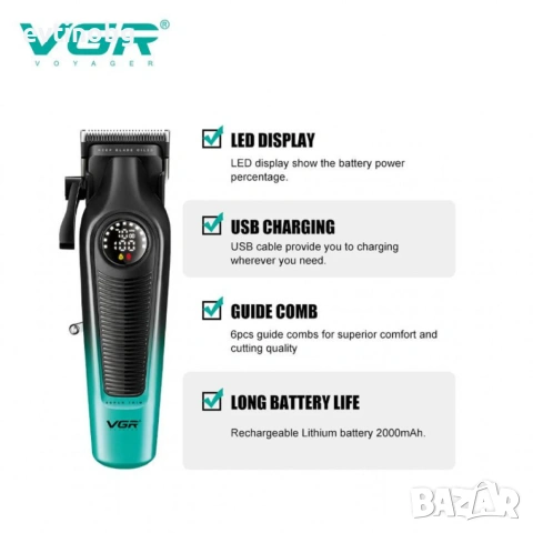 Професионална машинка за подстригване VGR V-196 – прецизна, удобна и стилна  машинка за подстригване, снимка 5 - Други стоки за дома - 53768659