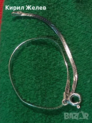 НЕЖНА ЛЕНТОВИДНА МАРКОВА СРЕБЪРНА ГРИВНА СРЕБРО 925 K. C ITALY с БЯЛА ПОЗЛАТА 20965, снимка 16 - Гривни - 49605949